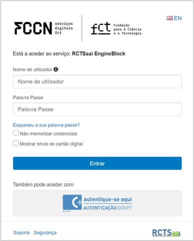 Imagem de exemplo do formulário de autenticação da instituição