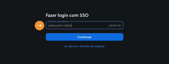 Campo de url SSO da aplicação Zoom